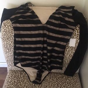 NWT Black And Nude Sheer Long sleeve bodysuit